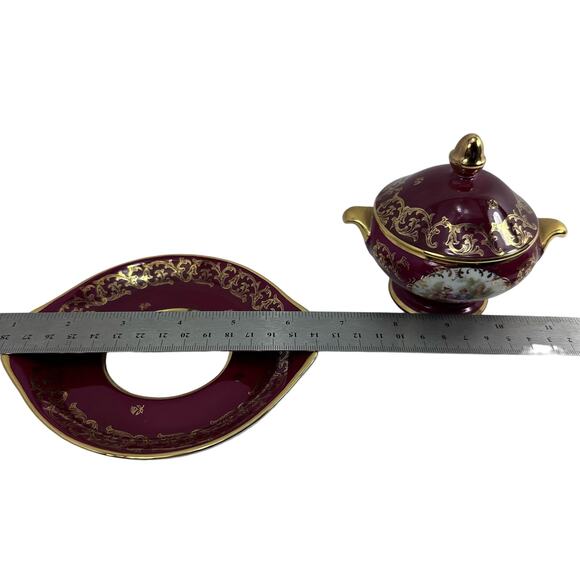 Limoges‎ France Porcelain Covered Dish with Plate Gold Trim Floral Decor - Picture 11 of 16